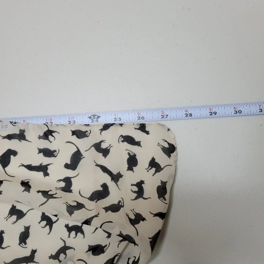 Cat Print Sheer‎ Scarf Cream Black Lightweight crazy cat lady Shawl